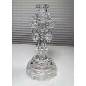 Vintage 24% Lead Crystal Tall Nutcracker Candle Houlder